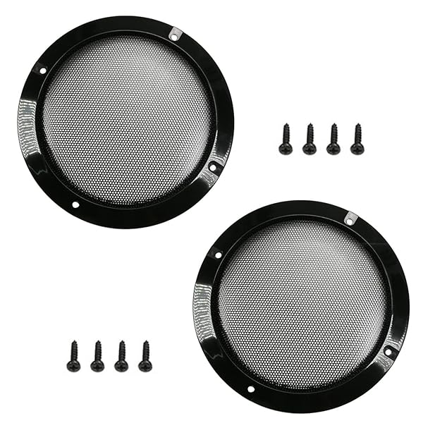 Fielect 5 Inch Speaker Grill Cover Mesh Decorative Subwoofer Guard Black Metal Trim with Screws Audio Accessories 2 Pack - Image 2