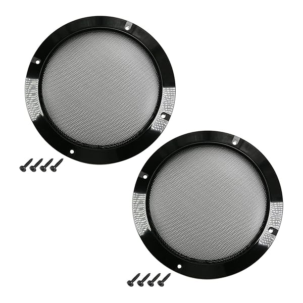 Fielect Fielect 2Pcs 6.5 Inch Speaker Grill Mesh Subwoofer Guard Protector Cover Black Metal Trim with Screws Audio Accessories