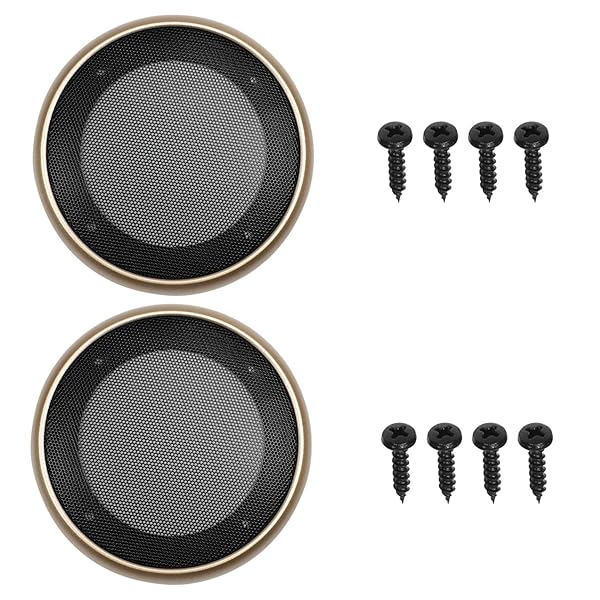 Fielect 2Pcs 6.5 Inch Gold Mesh Speaker Grill Covers Decorative Circle SubWoofer Guard for Car Home with Screws