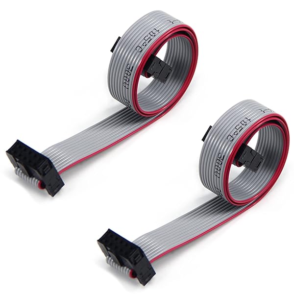 Fielect 2pcs IDC 10 Pin Gray Flat Ribbon Cable Connector 30cm 2.54mm Pitch for Fast and Reliable Connections