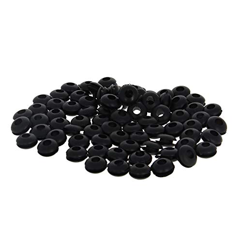 Fielect 300Pcs Rubber Grommets 4mm Inner Diameter Oil Resistant for Wiring and Cables Black