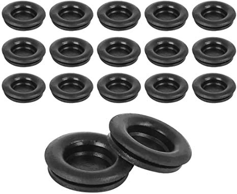 Fielect 30Pcs Rubber Grommets 7/8 Inch Eyelet Ring Gasket for Wiring Electric Cable Protection Black