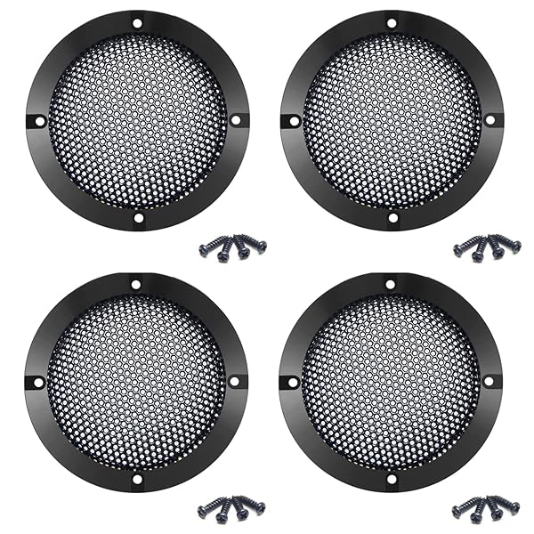 Fielect Fielect 4Pcs 2 Inch Black Metal Speaker Grill Cover Decorative SubWoofer Grille with Screws Audio Accessories
