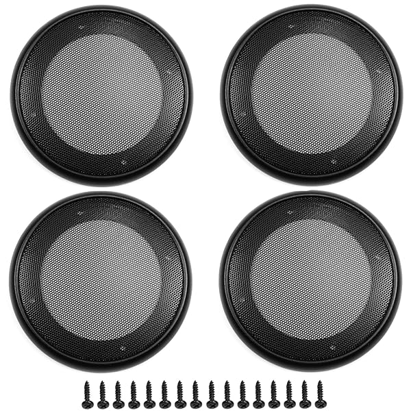 Fielect 4Pcs 4 Inch Speaker Grill Cover Mesh Decorative Woofer Guard Protector Audio Accessories Black Cloth with Screws
