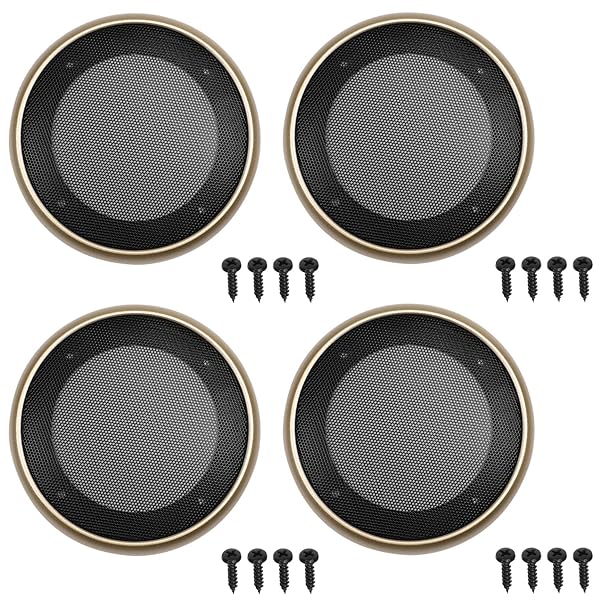 Fielect Fielect 4Pcs 4 Inch Gold Speaker Grill Cover Mesh Woofer Guard Protector with Screws for Audio Accessories