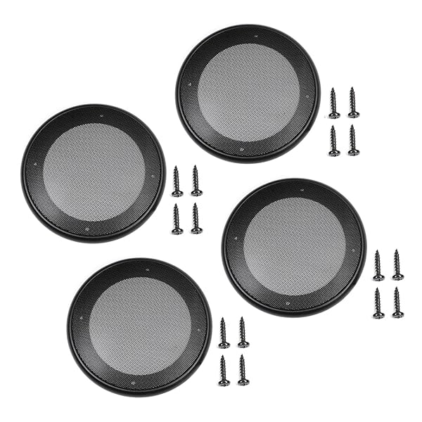 Fielect Fielect 4Pcs 5inch Speaker Grill Cover Mesh Decorative Woofer Guard Protector Black Cloth with Screws Audio Accessories