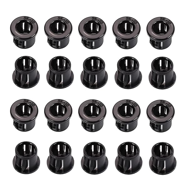 Fielect 50Pcs Nylon Cable Snap Bushing Grommet Protector 10mm Black SK-10 for Hose and Cable Management