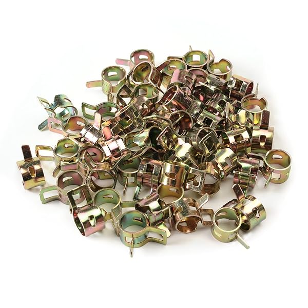 Fielect 50pcs 11/32 inch 9mm Spring Band Hose Pipe Clamp Low Pressure Fasteners Kit for Plumbing Automotive Mechanical Use
