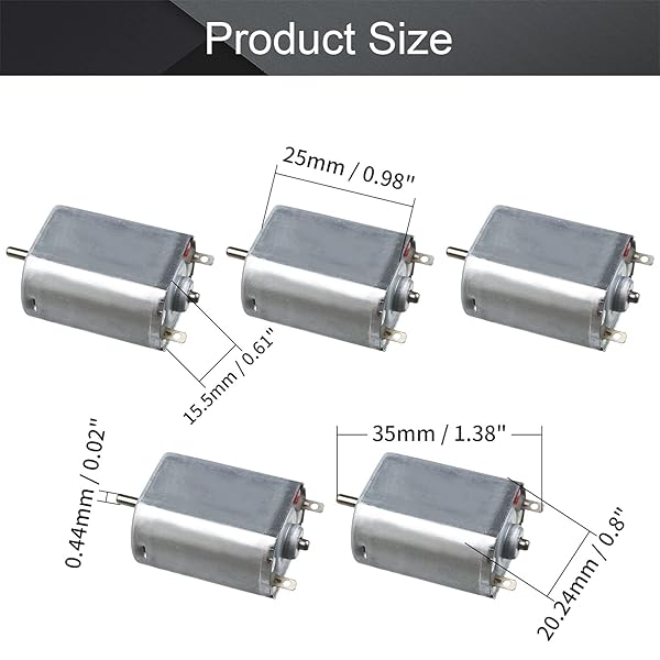 Fielect 5Pcs DC Motor 3-12V 9000RPM Mini Electric Motor for RC Boat Airplane Toys and DIY Hobbies - Image 2