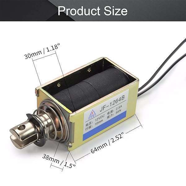 Fielect DC 12V 0.5A Solenoid Electromagnet - 10mm Stroke Push Pull Linear Motion JF-1264B-12V - Image 4