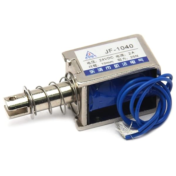 Fielect DC 24V 25N Push Pull Solenoid Electromagnet 10mm Stroke Open Frame Linear Motion JF-1040-24V 1Pcs