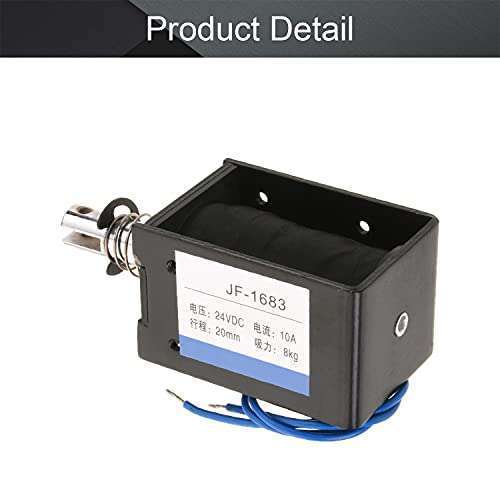 Fielect DC 24V 80N Pull Type Solenoid Electromagnet - 10A, 20mm Stroke, Open Frame Linear Motion JF-1683-24V - Image 5