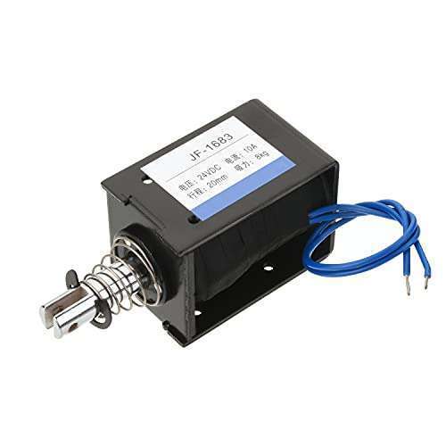 Fielect DC 24V 80N Pull Type Solenoid Electromagnet - 10A, 20mm Stroke, Open Frame Linear Motion JF-1683-24V - Image 2
