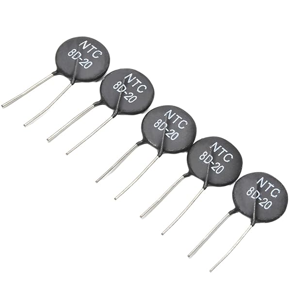 Fielect NTC Thermistor Resistors 8D20 6A 8 Ohm Inrush Current Limiter Temperature Sensors Pack of 5 for Reliable Performance