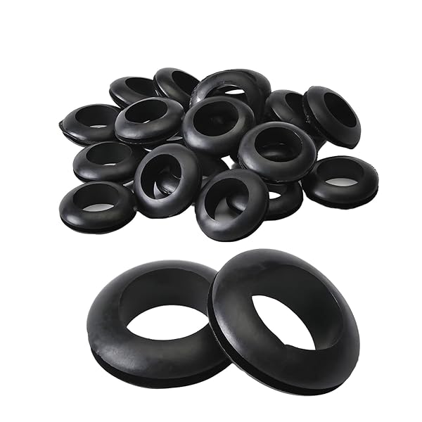 Fielect 20Pcs Rubber Grommet 18mm Inner Dia Oil Resistant for Wiring Cable Black