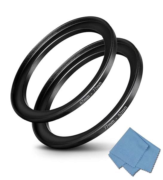 Filter Step-Up Ring 67mm-77mm & 77mm-82mm, 67mm Lens to 77mm Filter & 77mm Lens to 82mm Filter (1+1 Pack), WH1916 Camera Lens Step Up Ring - Image 2