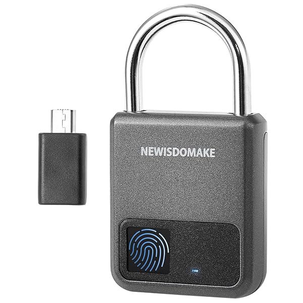 Newisdomake Smart Fingerprint Padlock: USB Charging Biometric Lock for Luggage, Backpacks, Bikes & More