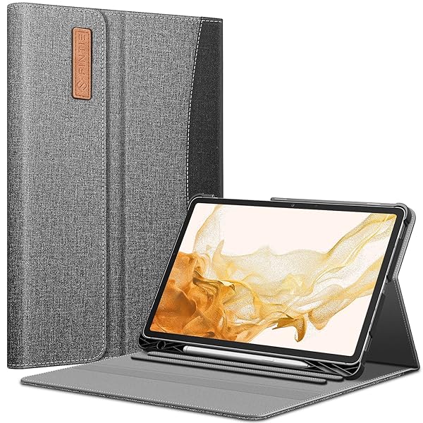 "Fintie Case for Samsung Galaxy Tab S8 Plus/S7 FE/S7 Plus - 12.4" Portfolio Cover with S Pen Holder & Auto Sleep/Wake - Gray" - Image 2
