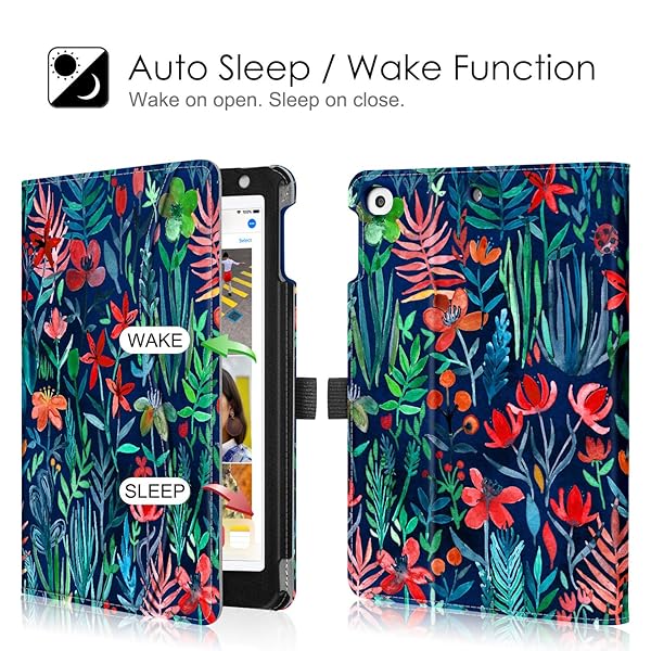 Fintie iPad Mini 5 2019 Case Multi-Angle Smart Folio Cover with Pocket Pencil Holder Auto Wake Sleep Jungle Night - Image 3