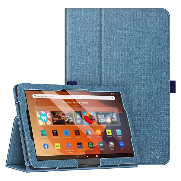 Fintie Folio Case for Amazon Fire HD 10 and 10 Plus Tablet Slim Fit Standing Cover Auto Sleep Wake Twilight Blue