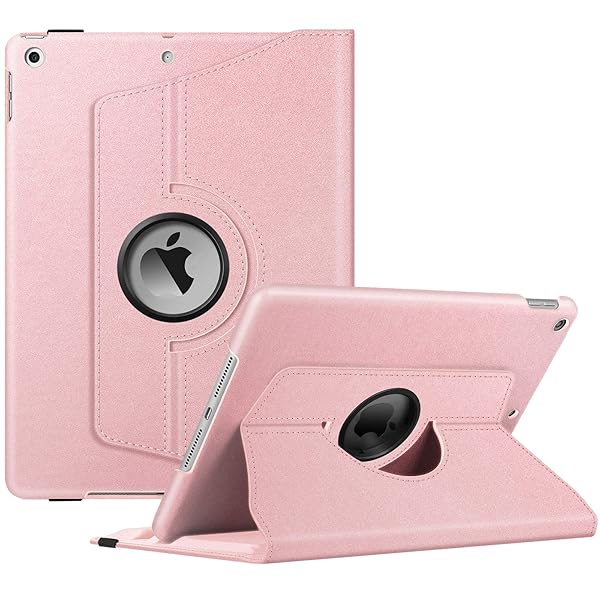 Fintie 360 Degree Rotating Case for iPad 9th 8th 7th Generation 10.2 Inch with Pencil Holder Auto Wake Sleep Rose Gold