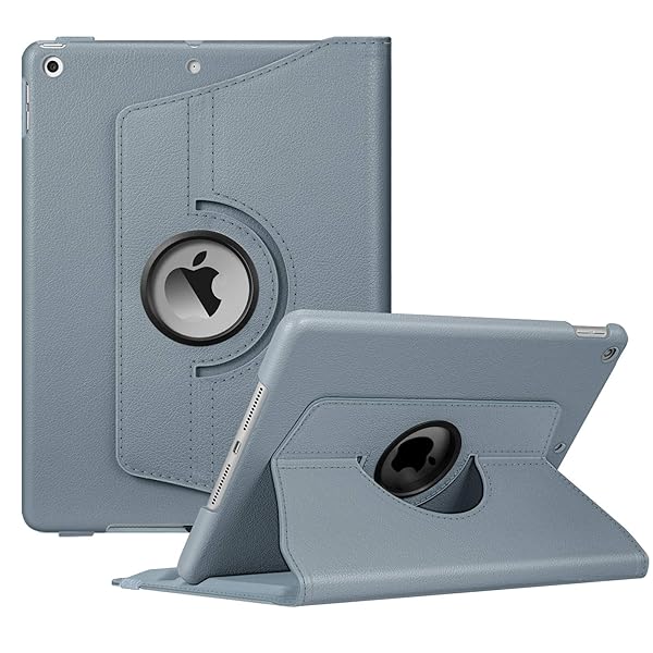 Fintie 360 Degree Rotating Case for iPad 9th 8th 7th Generation 10.2 Inch with Pencil Holder Auto Wake Sleep Cloudy Blue