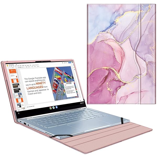 Fintie Fintie Premium PU Leather Sleeve Case for 14 Inch ASUS Chromebook Flip C433TA Lenovo Yoga Slim 7 Dell Latitude Glittering Marble Design
