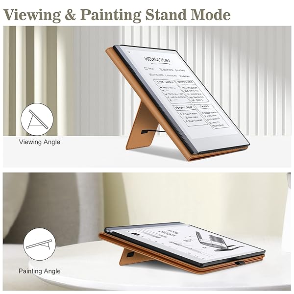 Fintie Stand Case for Remarkable 2 Digital Paper Tablet 10.3 inch Premium PU Leather Cover with Card Slot and Pen Holder Brown - Image 3