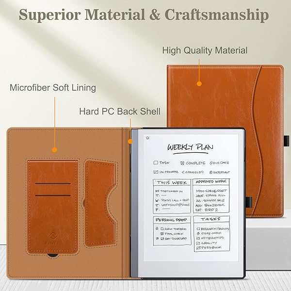 Fintie Stand Case for Remarkable 2 Digital Paper Tablet 10.3 inch Premium PU Leather Cover with Card Slot and Pen Holder Brown - Image 5