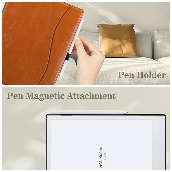 Fintie Stand Case for Remarkable 2 Digital Paper Tablet 10.3 inch Premium PU Leather Cover with Card Slot and Pen Holder Brown - Image 7