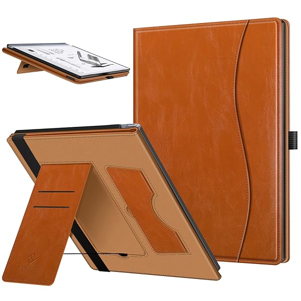 Fintie Stand Case for Remarkable 2 Digital Paper Tablet 10.3 inch Premium PU Leather Cover with Card Slot and Pen Holder Brown - Image 2