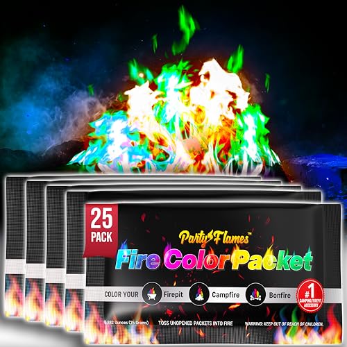 Fire Color Changing Packets 25 Pack for Campfires Bonfires and Outdoor Fireplaces Perfect for Camping Games and Magical Experiences