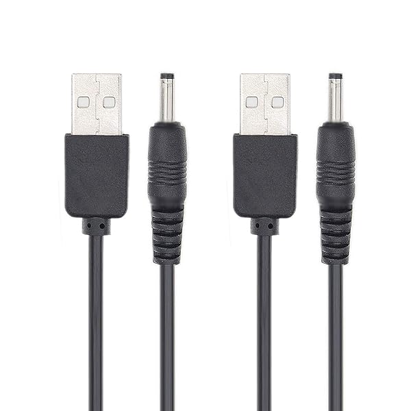 FitTurn 5V DC Power Cord USB to 3.5mm x 1.35mm Barrel Jack Adapter Charging Cable Plug Black