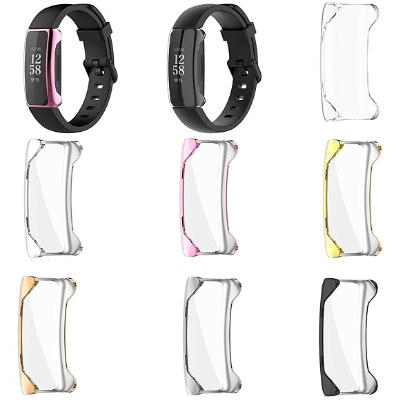 FitTurn Fitbit Inspire 2 Screen Protector Case Full Coverage Soft PC Shockproof Bumper Shell in 7 Metal Colors for Inspire 2 HR
