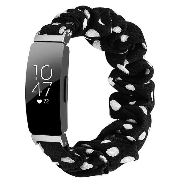 FitTurn Cute Elastic Bands for Fitbit Inspire 2 Inspire HR Ace 2 Fabric Wristbands Black Wave Point Design