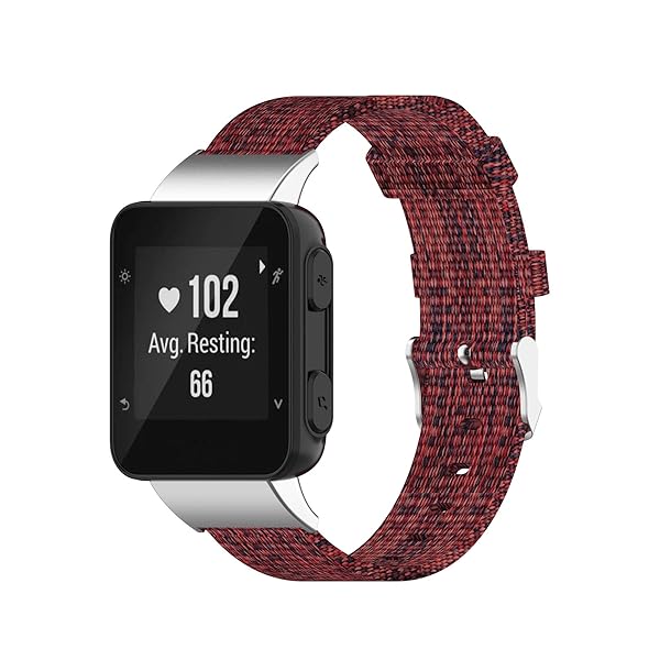 FitTurn Woven Nylon Strap for Garmin Forerunner 35 and 30 Adjustable Replacement Band Fitness Bracelet Wristband Wine Red