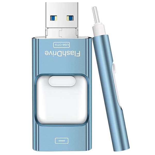 256GB Flash Drive for iPhone & iPad - 4-in-1 USB Type C Memory Stick, Sky Blue External Storage for Android & Computer - Image 2