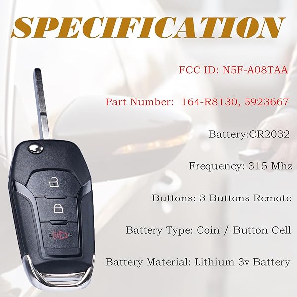 Supaland Flip Key Fob Replacement for Ford F150 F250 F350 Explorer Ecosport Ranger Bronco Maverick Escape Keyless Entry Remote 2015-2023 - Image 6