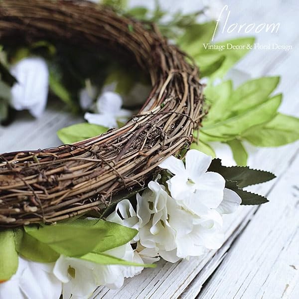 Artificial White Peony Floral Wreath 15-16 Inch for Front Door and Wall Decor - Image 7