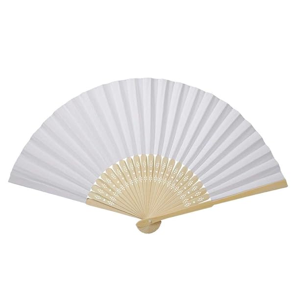 Elegant White Handheld Folding Fan for Weddings & Festivals - Perfect Party Decoration - Image 2