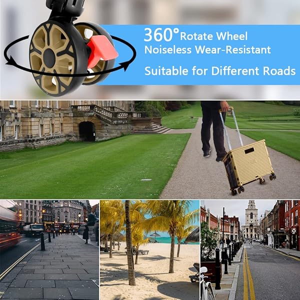 Folding Rolling Utility Cart,Wear-Resistant Noiseless Shopping Trolley Carts with Wheels for Grocery,Portable Crate Storage Tool Box with Lid Used as - Image 7