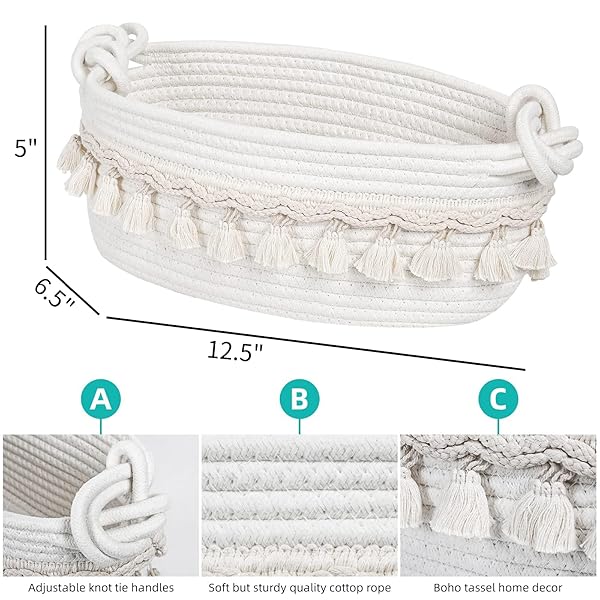 Followarm Small Woven Gift Basket - Cute Storage for Toilet Paper & Decor | Perfect for Christmas, Boho Shelves, Bedroom & Nursery - Image 3