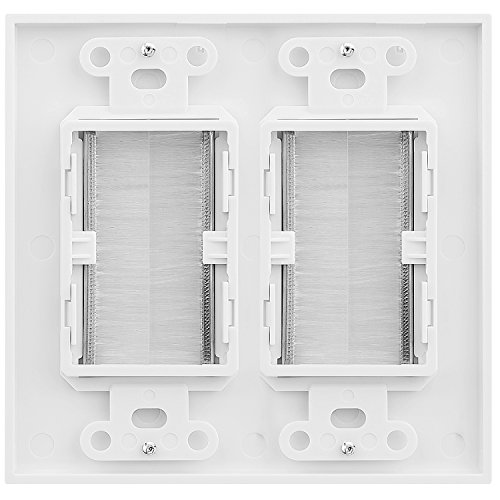 Fosmon 2-Gang Wall Plate: Low Voltage Cable Pass-Through for HDMI, Coaxial & Speaker Wires - Easy In-Wall Installation - Image 3