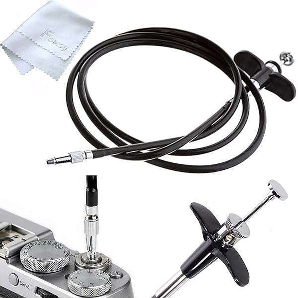 Fotasy 70cm Mechanical Cable Shutter Release for Fujifilm, Leica & Nikon Cameras - Bulb-Lock & Threaded Design