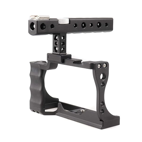 Foto4easy Aluminum Alloy Camera Cage Stabilizer with Cold Shoe and Top Handle Grip for Canon EOS M50 DSLR Video Shooting