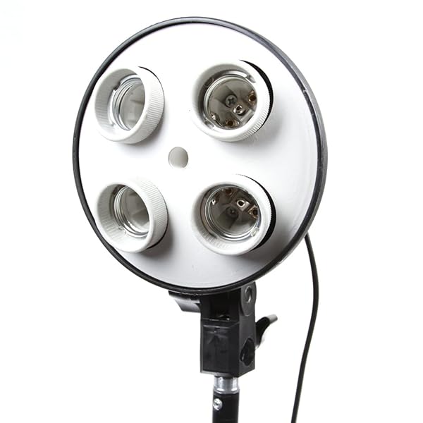 Foto4easy E27 Four Socket Multi-Holder Tricolor Light Bulb Lamp Head 4-in-1 for Studio Photography