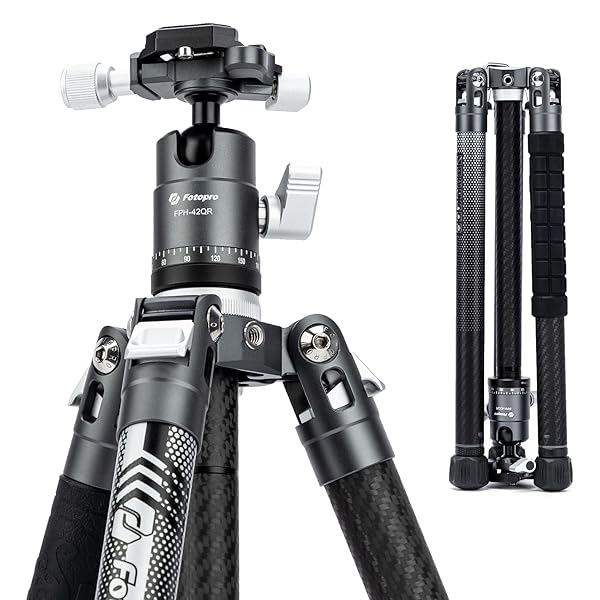 Fotopro Fotopro Carbon Fiber Tripod for Camera 2lbs Ultralight 62 Inch Travel Camera Tripod Max Loads Up 22lbs X-Aircross 3 Grey
