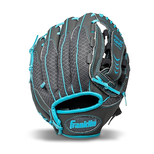 "Franklin Sports Kids Baseball Glove - 10.5" Right Hand Throw for Boys & Girls - Softball & Teeball - Graphite Blue Shok Sorb"