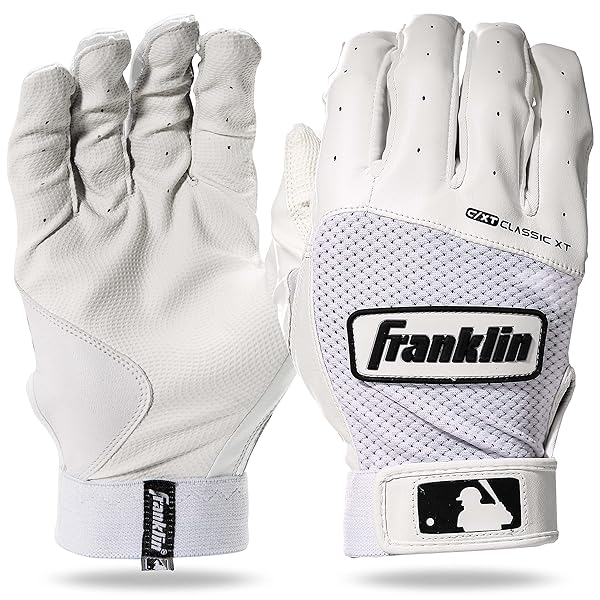 Franklin Sports Classic XT Batting Gloves - Adult & Youth Baseball/Softball - White Medium Pair
