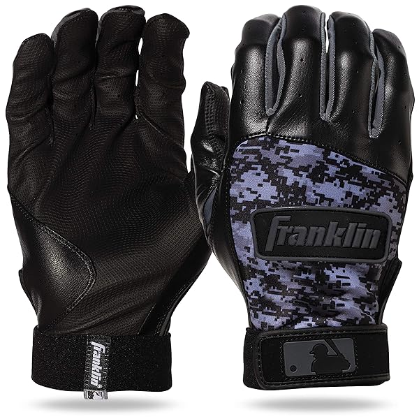 Franklin Sports MLB Digitek Baseball Batting Gloves - Black/Black Digi for Adults - Size Small